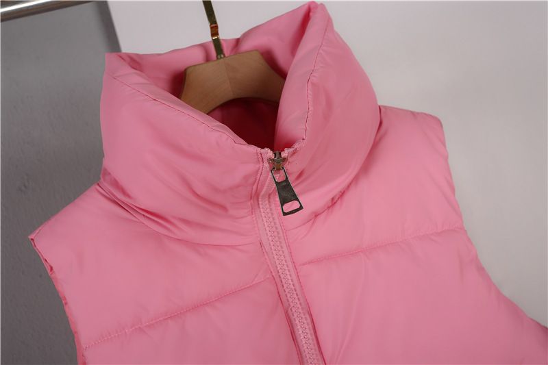 Gilet matelassé sans manches pour femme, col montant court avec cordon de serrage, léger et compressible, idéal pour l'automne/hiver, style décontracté et streetwear._voghion.com