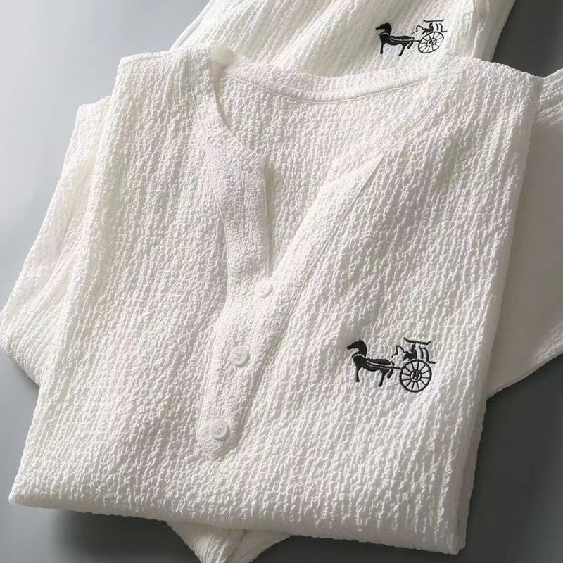 Abito estivo da uomo alla moda, due pezzi, plissettato, in cotone e lino, sottile, a maniche corte, stile cinese, con scollo a V, bianco, casual, sportivo_voghion.com