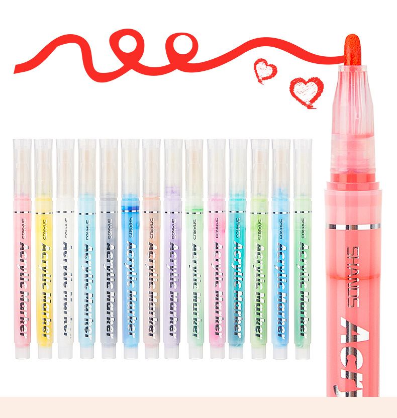 Set di pennarelli acrilici da 24 colori: impermeabili, ad asciugatura rapida, colori vivaci per fai da te, graffiti, schizzi e materiale scolastico_voghion.com