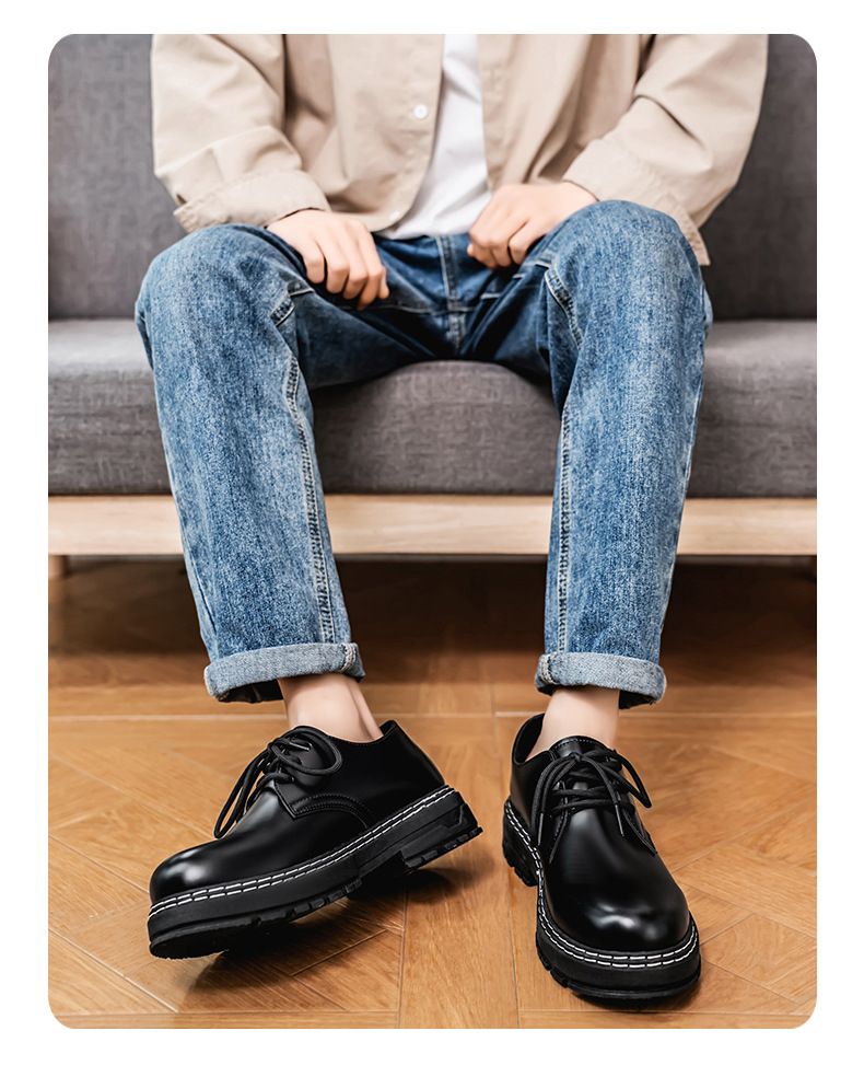Große Größe 2025 Frühjahr Neue Schwarze Trendy Casual Herren Britische Business Lederschuhe, Formelle Arbeitsschuhe_voghion.com