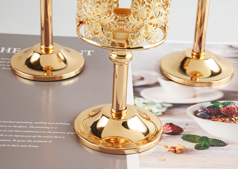 Avrupa Mini Kristal Şamdan Yaratıcı Kabartma Metal Süsler Düğün Otel Ev Mum Işığında Akşam Yemeği Prop Aksesuarları_voghion.com