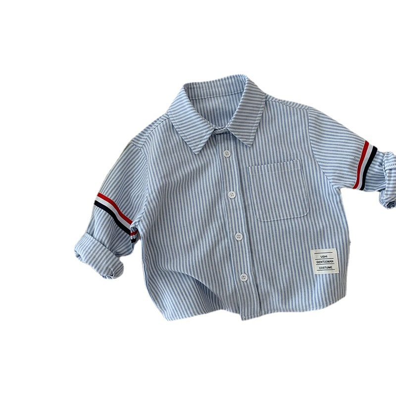 Mother&Kids Abbigliamento da ragazzo temperamento Camicia per bambini Preppy Camicia a maniche lunghe con top a righe marea TB_voghion.com