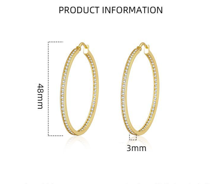 Große Kreis-Design-Ohrringe Persönlichkeit Mode Licht Luxus Stil leicht eingelegte Diamant-Ohrringe_voghion.com