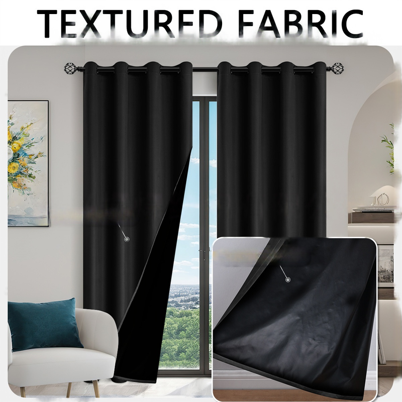 Cortinas térmicas blackout premium - 100% de bloqueio de luz com isolamento térmico (painéis de janela com proteção solar de cor sólida)_voghion.com