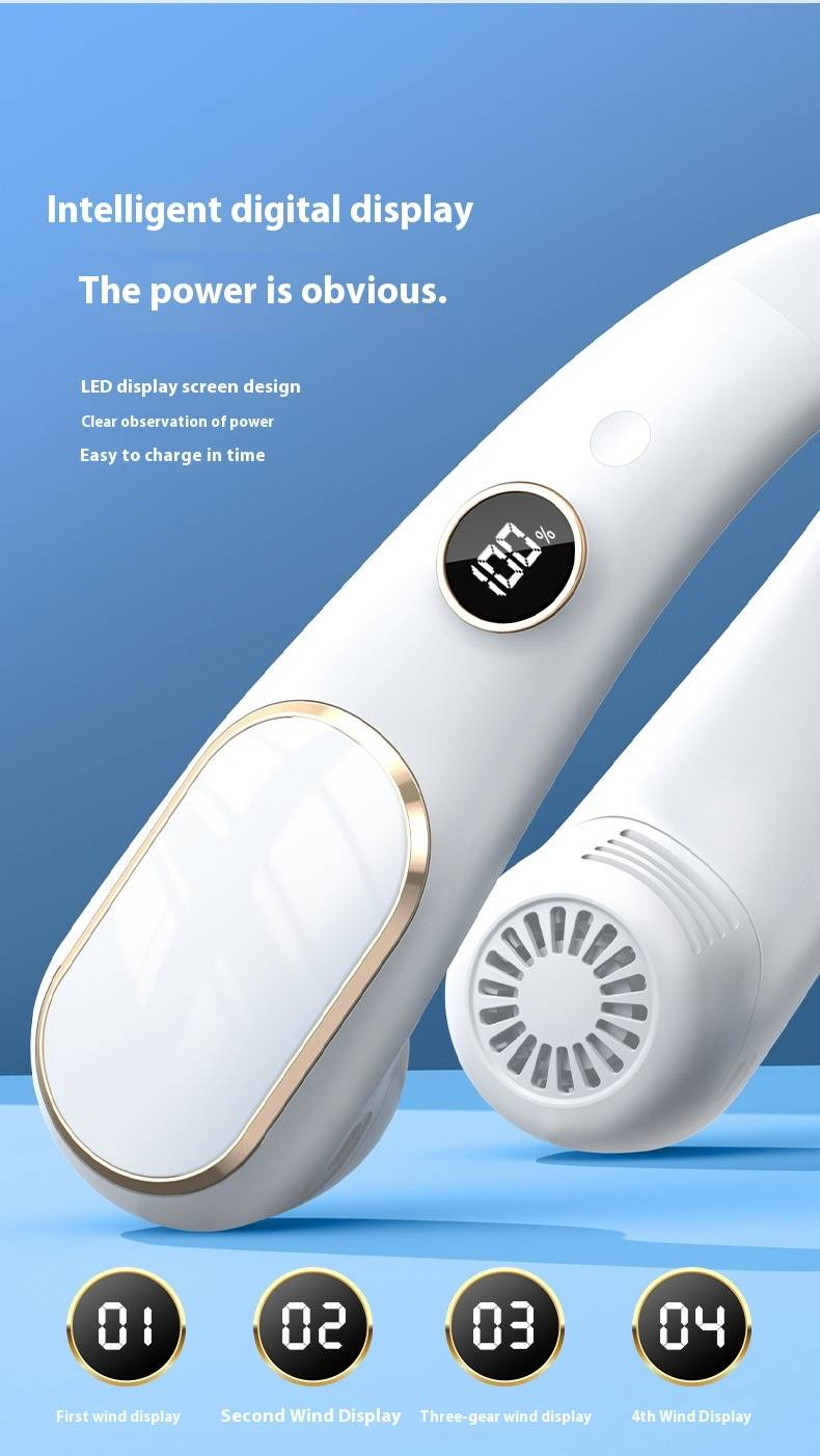 Neck Fan - Bladeless Design With USB Charging & Digital Display (Ultra-Quiet & Lightweight For Outdoor Use)_voghion.com