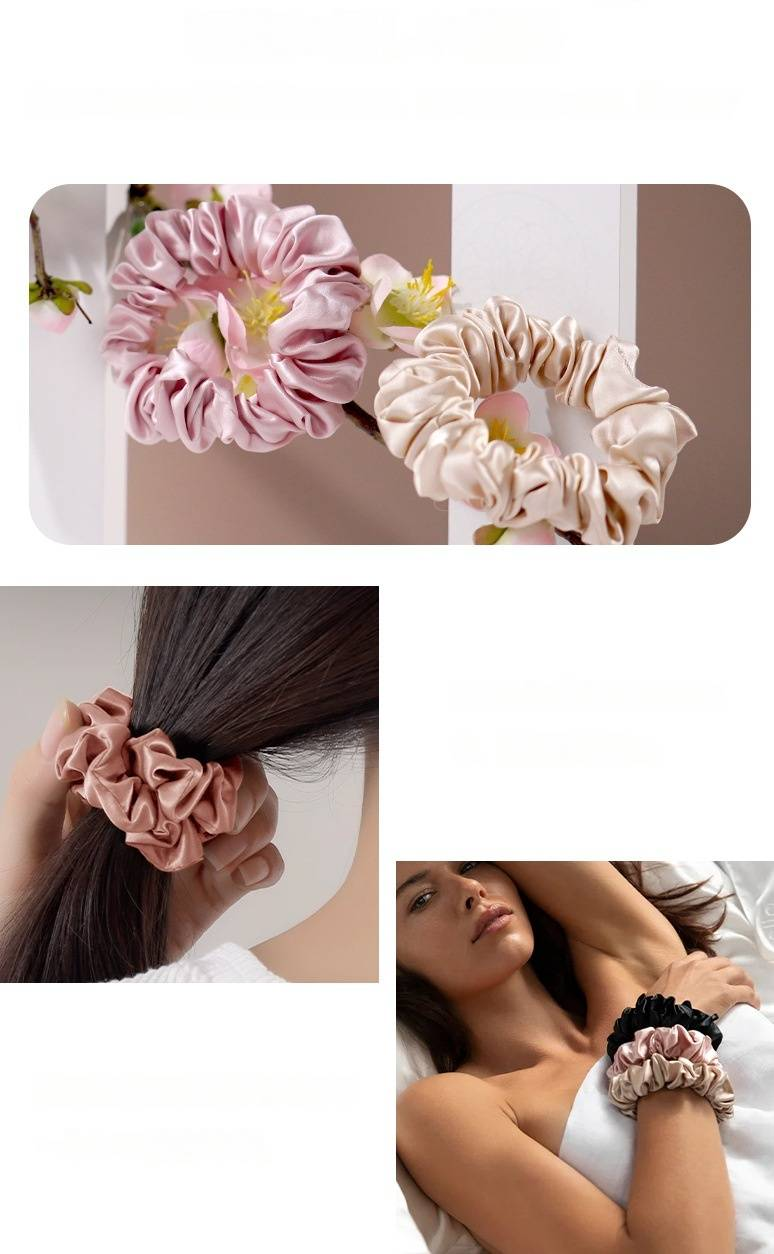 22 Momme 2.5cm Silk Scrunchie (Soft & Snag-Free Perfect For Hair Protection Minimalist & Boho Style Trendy Hair Accessory)_voghion.com