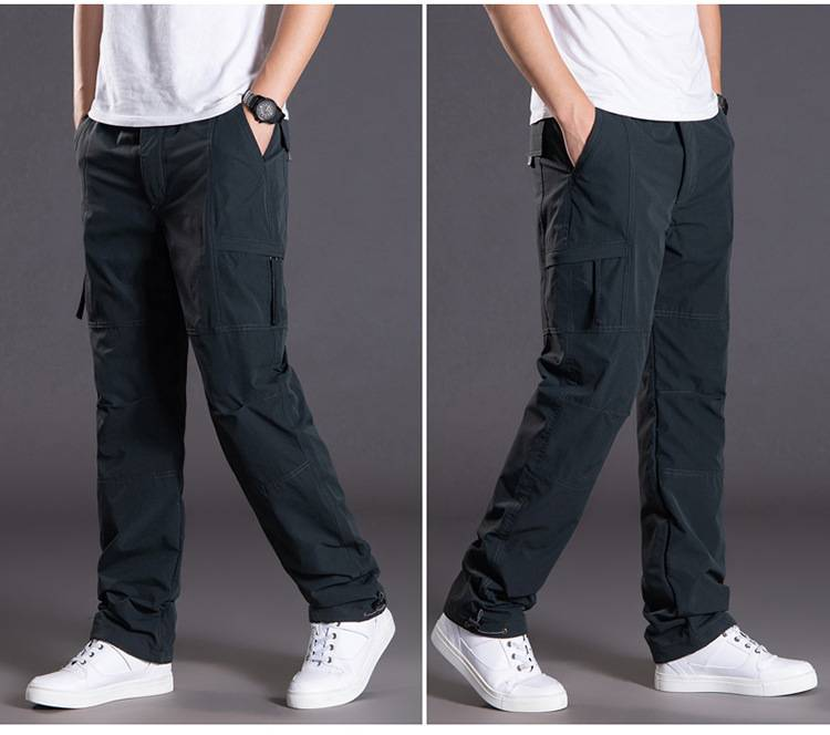 Winddichte und wasserdichte Outdoor-Fleece-Softshellhose, gerade Winter-Freizeithose, Multi-Bag-Arbeitskleidung für Herren_voghion.com