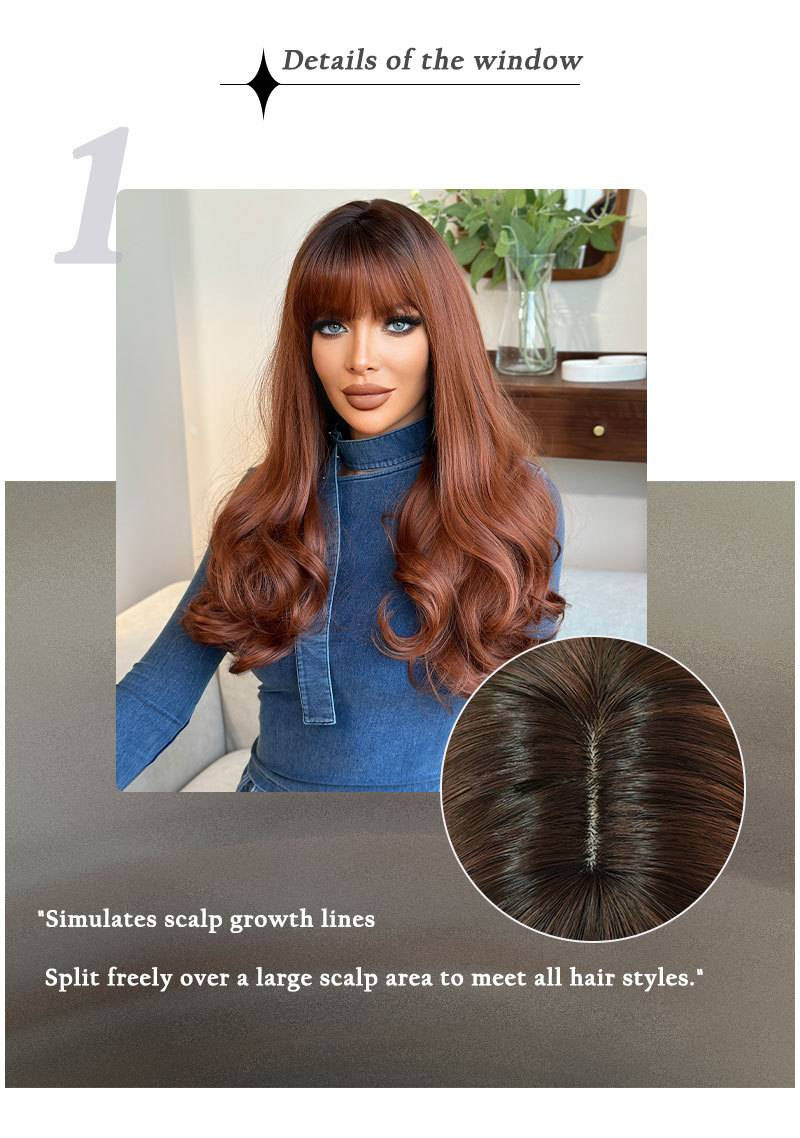 Parrucca da donna castana, lunga e riccia, con parrucca intera ondulata e soffice_voghion.com