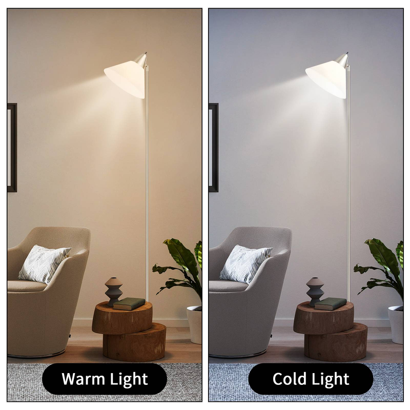 Lampada da terra HonoDing, lampada da terra con testa regolabile, paralume in acrilico, per soggiorno/ufficio/camera da letto (nichel satinato)_voghion.com