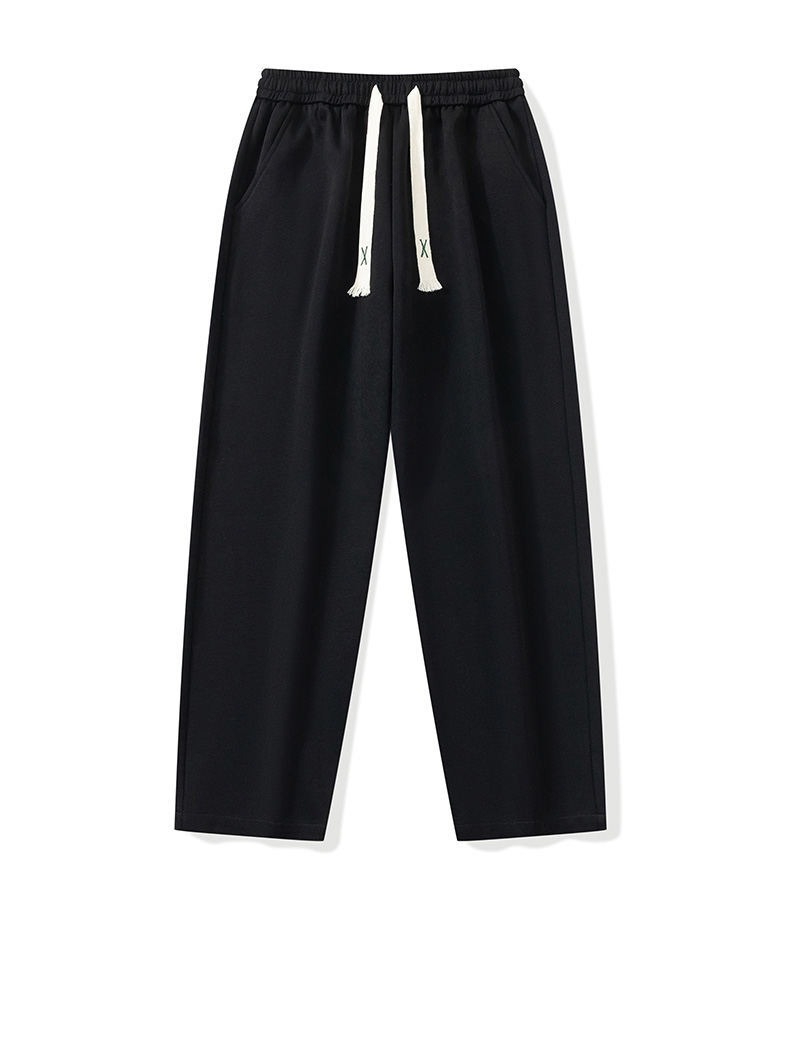 Pantaloni casual da uomo a gamba larga con coulisse in vita - Comodi pantaloni a gamba dritta in tinta unita per l'uso quotidiano_voghion.com