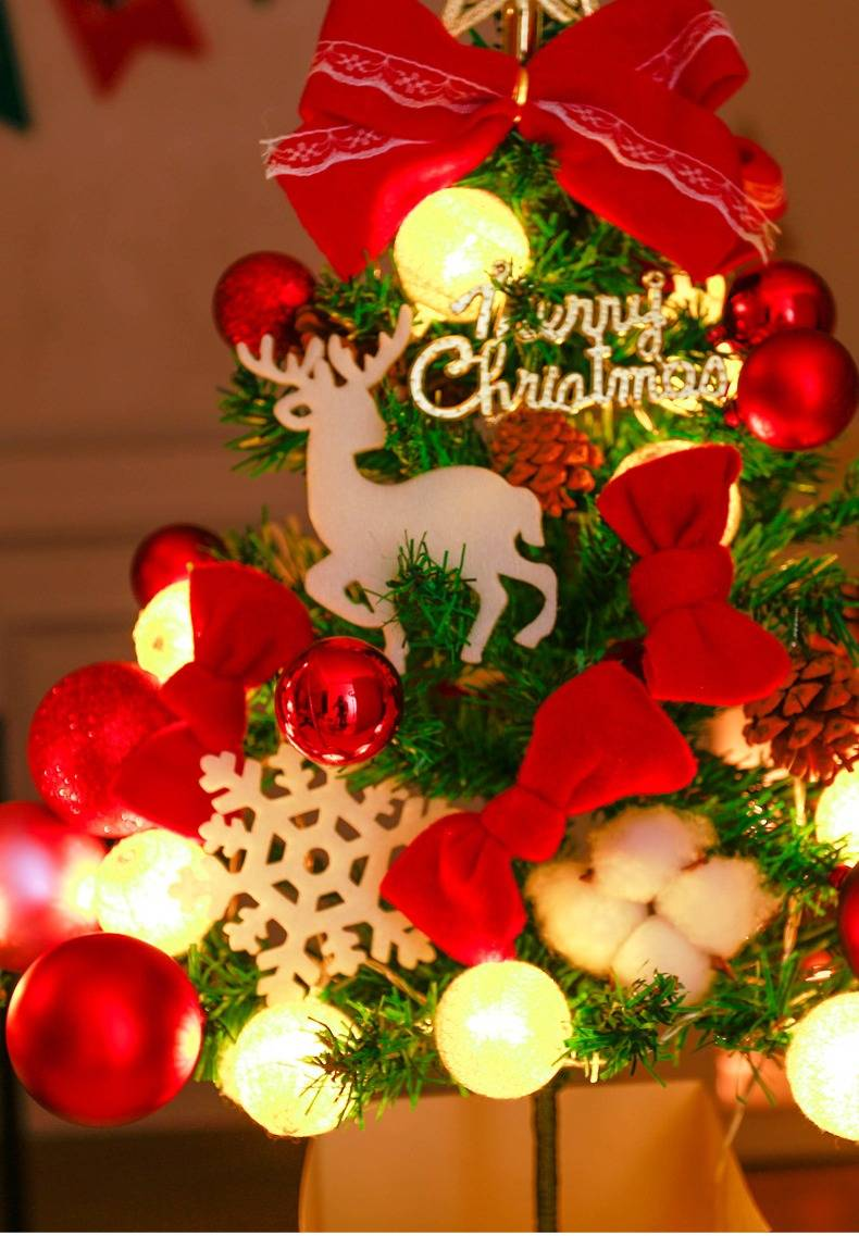 Christmas Tree With Light Desktop Ornaments DIY Material Package Mini Christmas Decorations Gift Table Christmas Stall_voghion.com