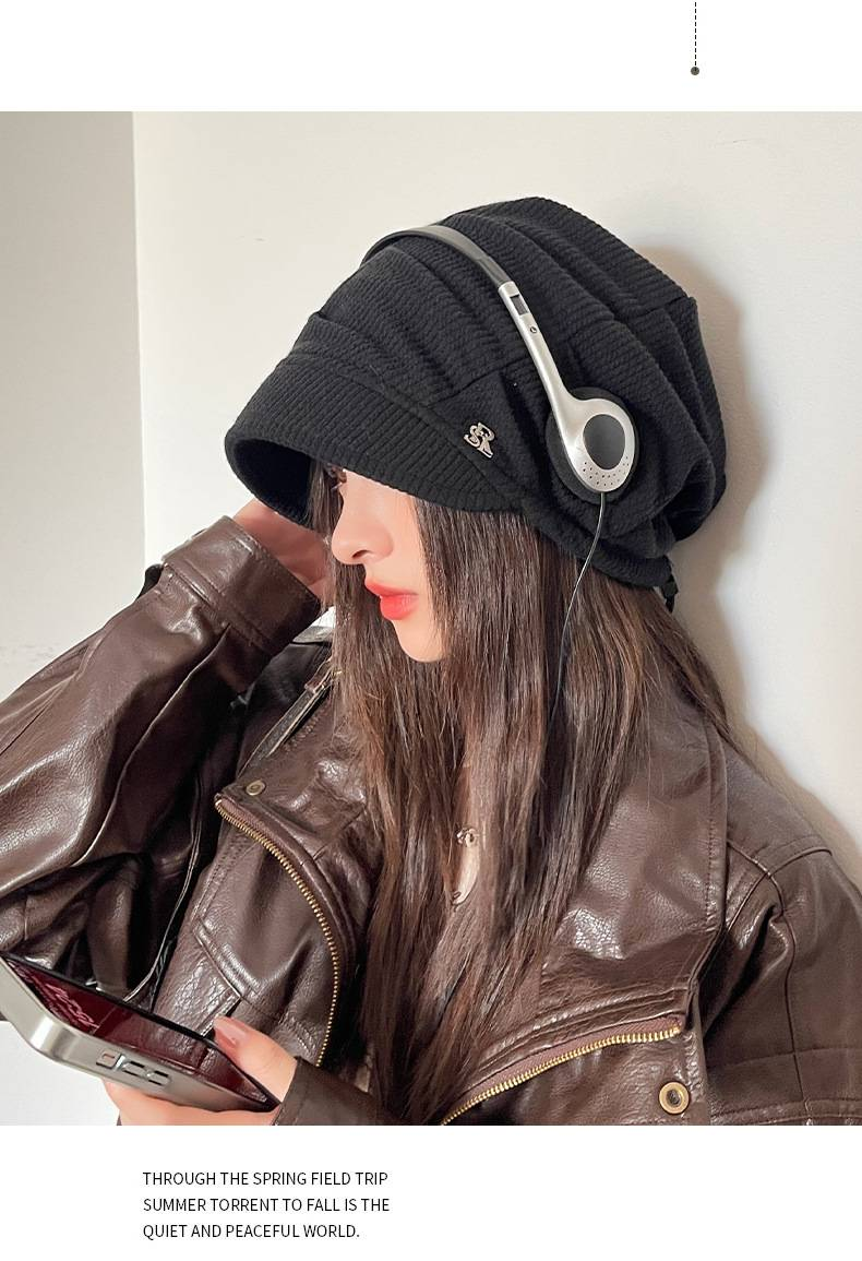 Autumn And Winter Fashion Letters Big Head Circumference Versatile Korean Style Baotou Hat_voghion.com