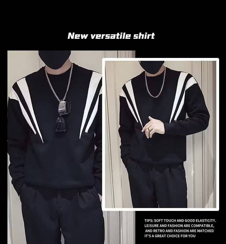 Moletom com capuz de lã macia - Moletom unissex grande e aconchegante com gola alta e bolsos inclinados, caimento solto moderno para uso casual de inverno (preto/branco)_voghion.com