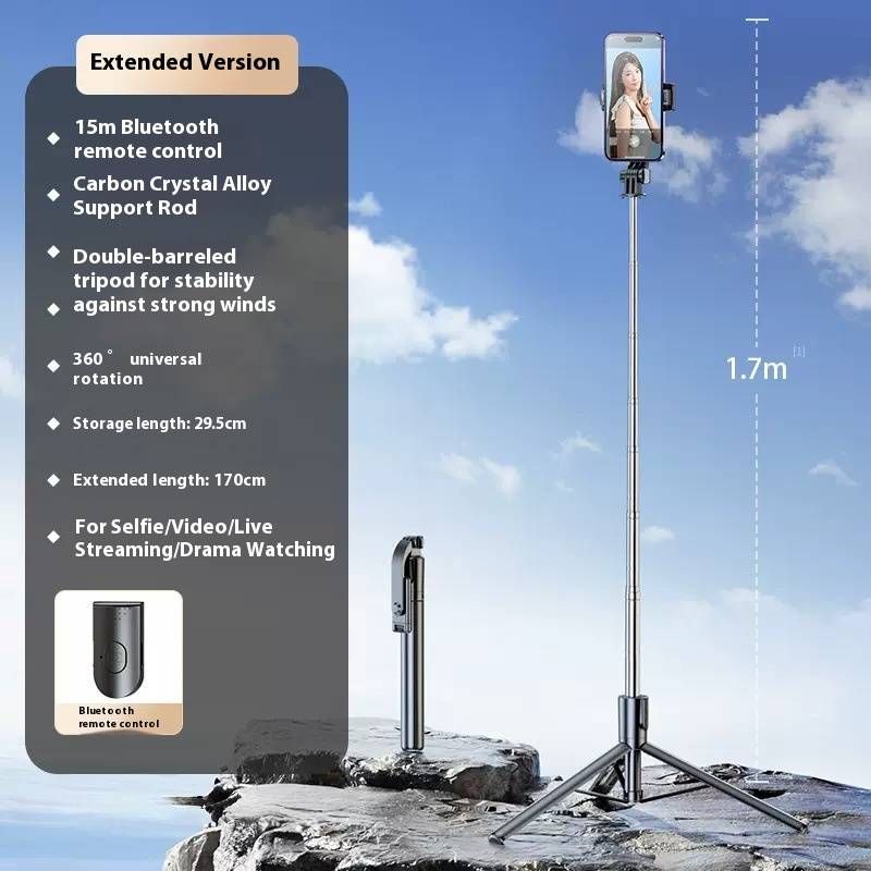 360° Rotating Selfie Stick With Bluetooth Remote & Anti-Shake - Extendable Tripod For Vlogging & Live Streaming_voghion.com