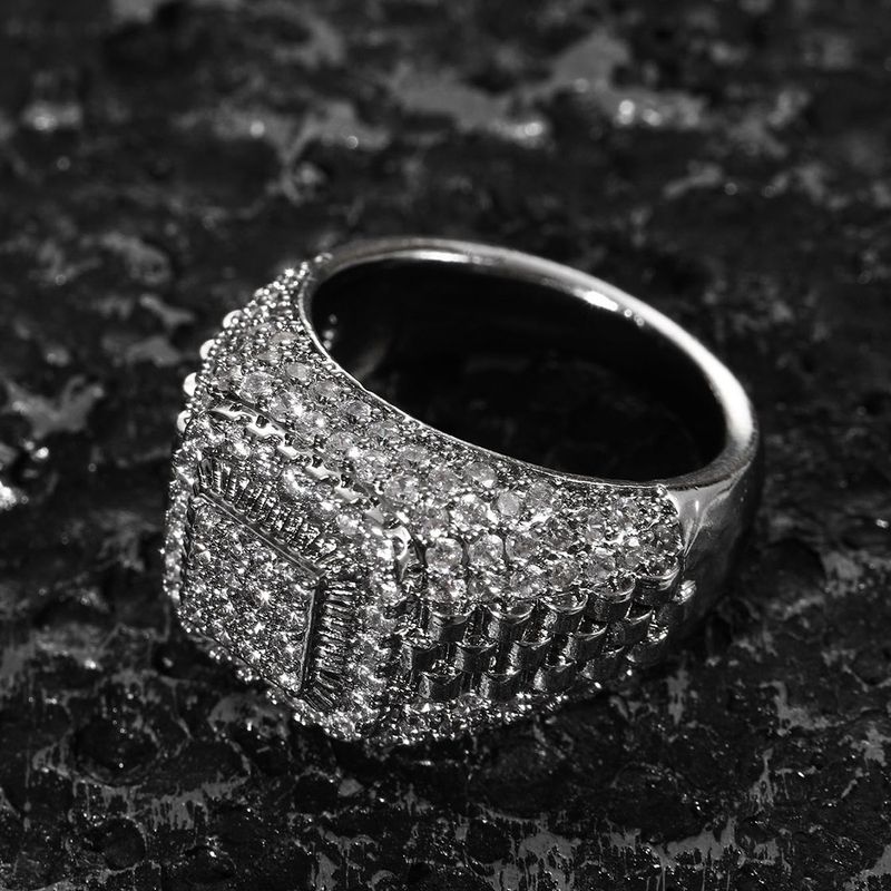 Anello da uomo alla moda, in stile hip hop, con micro borchie, stile business, stile High Street, classico, pop e con diamanti._voghion.com