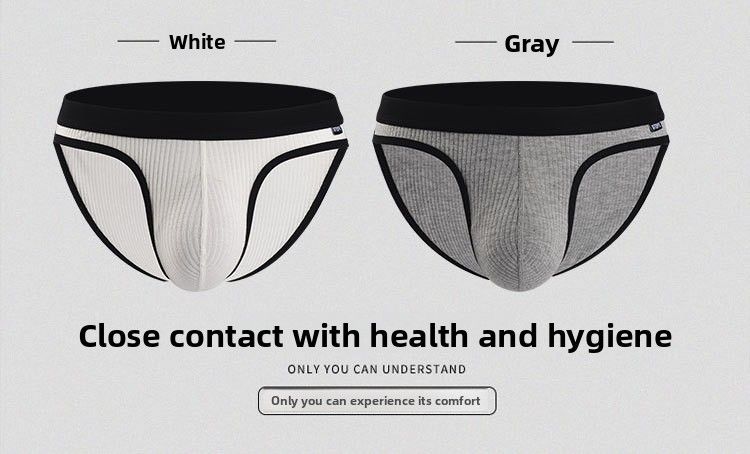 GTOPX Classic Threaded Comfortable Breathable Men's Briefs Large Pouch U-Convex Solid Color Underwear_voghion.com