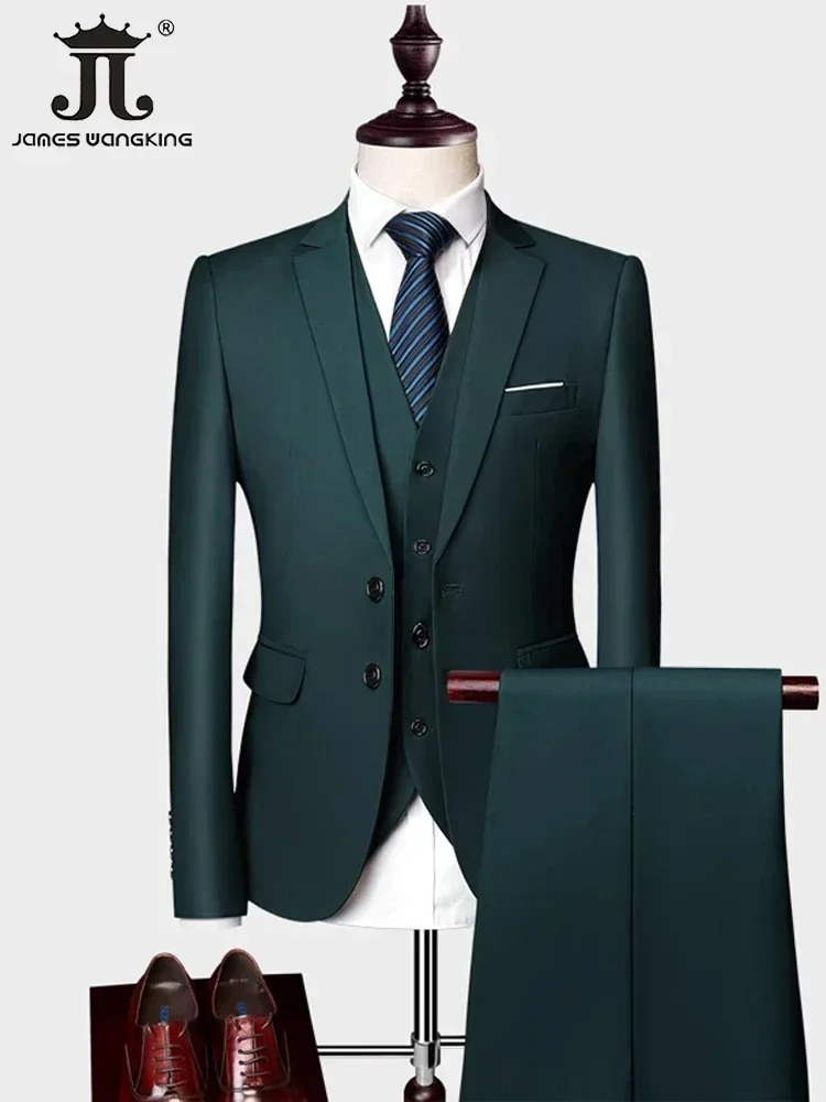 MERCURY ( Jacket +Vest+ Pants ) Men's High-end Brand Solid Color Business Office 3Pcs & 2Pcs Groom Wedding Party Suit Tuxedo_voghion.com