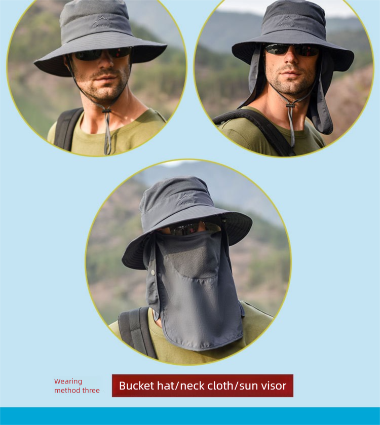 Fischerhut für Herren und Damen, schnelltrocknend, für den Sommer, zum Angeln, atmungsaktiv, Sonnenschutz, Gesichtsschutz_voghion.com
