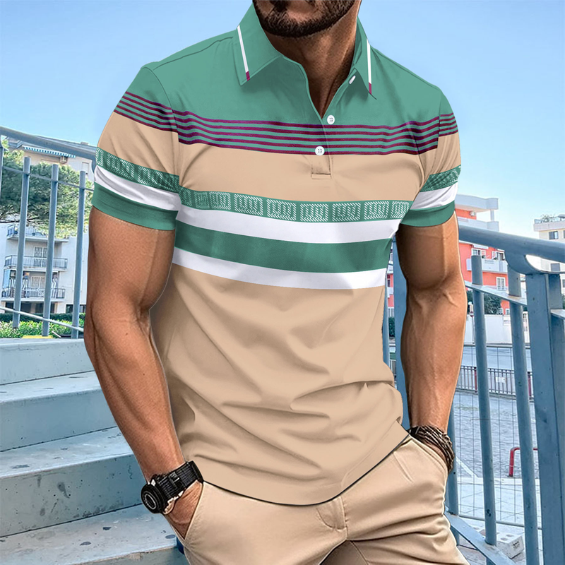 Summer Men's Casual Short-sleeved Polo Shirt Solid Color Lapel Fashion Business Breathable Comfortable Short-sleeved T-shirt_voghion.com