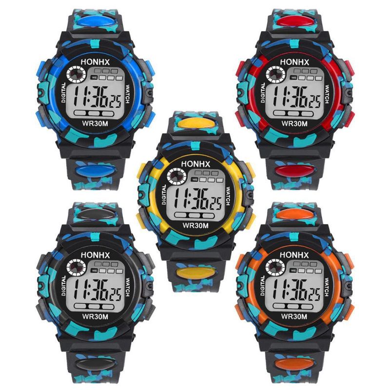 HONHX Men's Student Electronic Watch Children's LED Luminous Multi-Function Sports Chronograph Alarm Clock Wristwatch_voghion.com