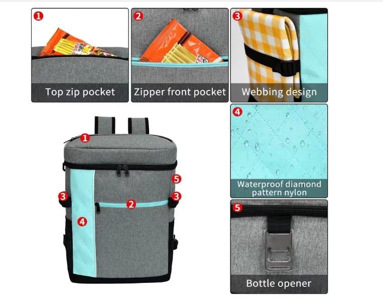 Mochila funcional de gran venta con gran capacidad, mochila con aislamiento térmico, a prueba de fugas, liviana y portátil, ergonómica_voghion.com