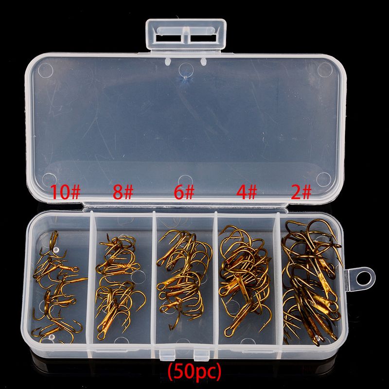PRO BEROS Three Lure Fishing Hooks Hair Tying 5 Specifications 2/4/6/8/10#Mixed Pack Of 50 Pieces In A Box_voghion.com