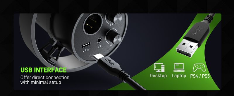 FIFINE USB/XLR Dynamic Microphone With Shock Mount, Touch-mute, Headphone Jack & Volume Control, For PC Or Sound Card_voghion.com