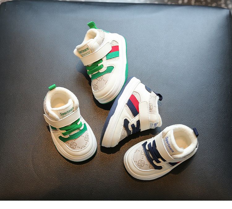 Baby Winter Shoes Soft Soled Toddler Shoes Non-slip Plus Cashmere Cotton Shoes Baby Shoes Girls Boys Board Shoes_voghion.com