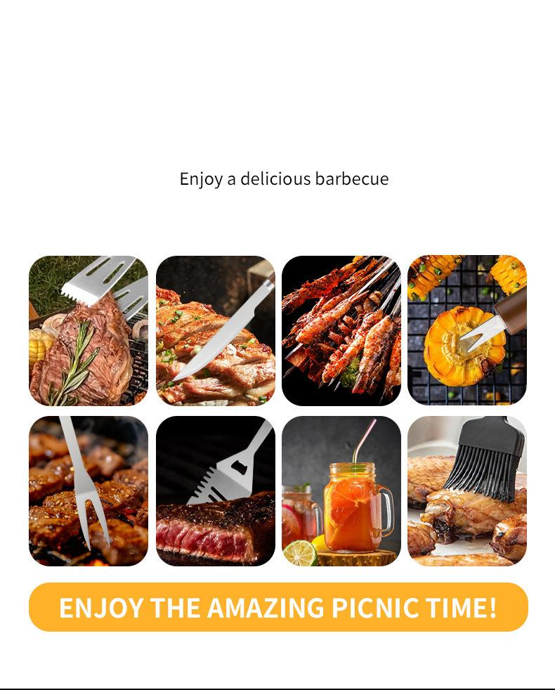 Edelstahl Aluminium Box Kombination Set Utensilien High-End Outdoor Camping BBQ Werkzeuge 24 Stück_voghion.com