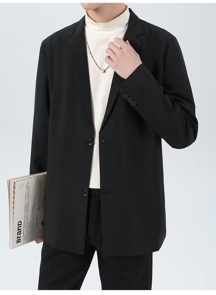 Veste blazer slim en velours côtelé pour homme - Veste de costume décontractée à simple boutonnage avec revers crantés, style décontracté, printemps-automne_voghion.com