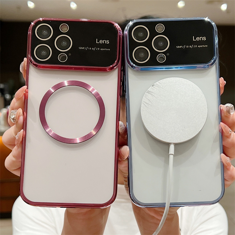 Elektroplatéiert Magnéitesch Kloer Telefonshülle Fir iPhone 14 13 12 11 Pro Max Plus XS XR X Fir Magsafe Silikon Soft TPU Réck_voghion.com