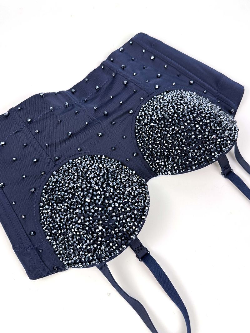 Women's Clothing Shiny Beads Handmade High End Outer Wear Small Camisole Herringbone Bra_voghion.com