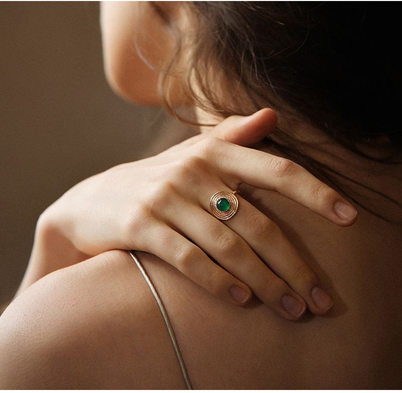 Bague pour femme en forme de chapeau de paille, style rétro français, design de niche, pierre précieuse haut de gamme, anneau ouvert pour index_voghion.com