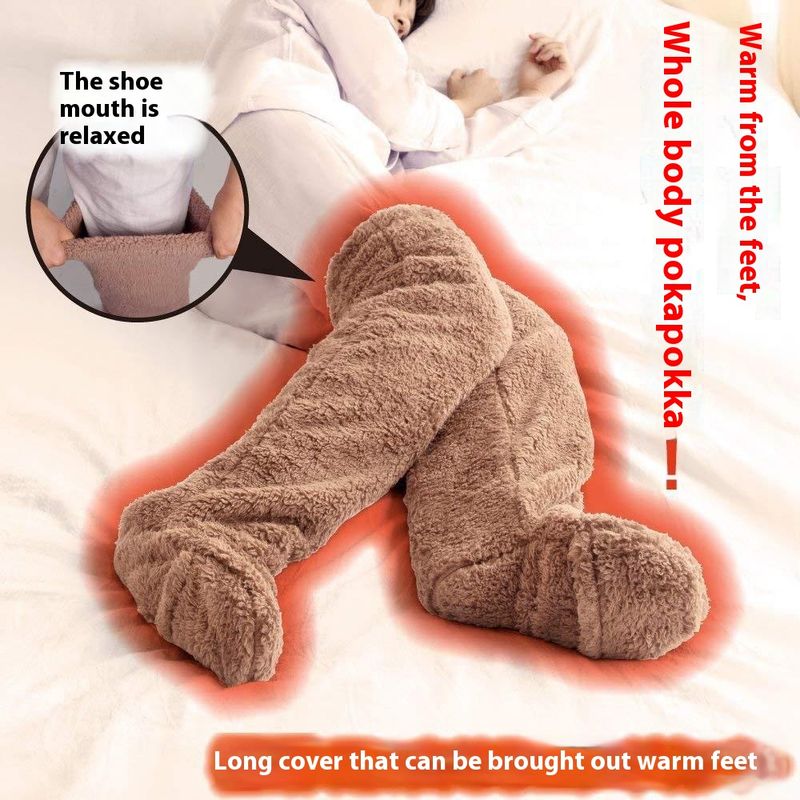Dicke Beinwärmer aus Gänsedaunen, Knieschützer, für Schwangere und ältere Frauen mit kalten Beinen, Teddybären, Bodensocken mit hohen und langen Beinen, warme Füße_voghion.com