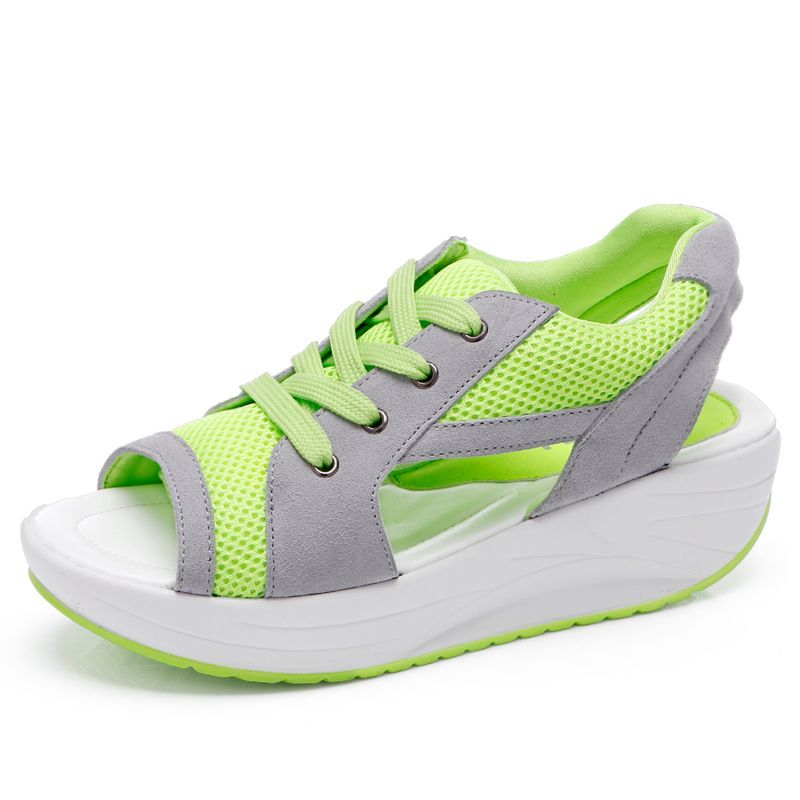 Sandali alla moda da donna con plateau e zeppe, pantofole casual-blu_voghion.com