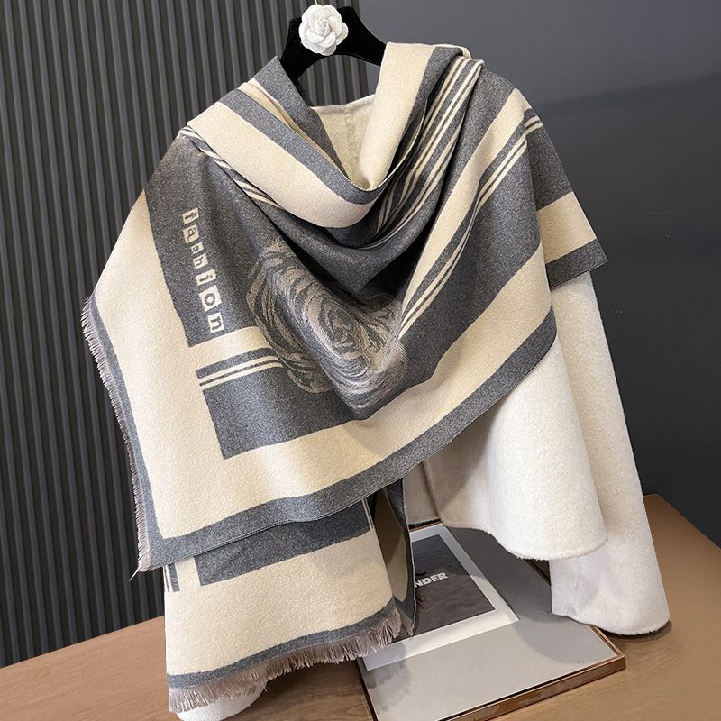 Bufanda nueva de otoño e invierno para mujer, cachemira, rosa, viento frío, doble cara, chal versátil, aire acondicionado, cuello cálido_voghion.com