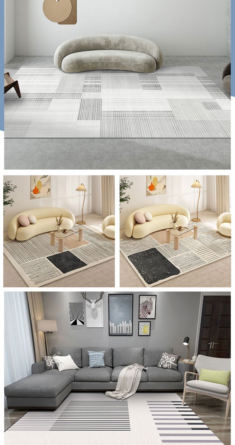 Nordischer geometrischer hochwertiger Sofa-Großbereichsteppich Wohnzimmer-Couchtischteppich Moderne einfache graue Schlafzimmer-Heimbodenmatte_voghion.com