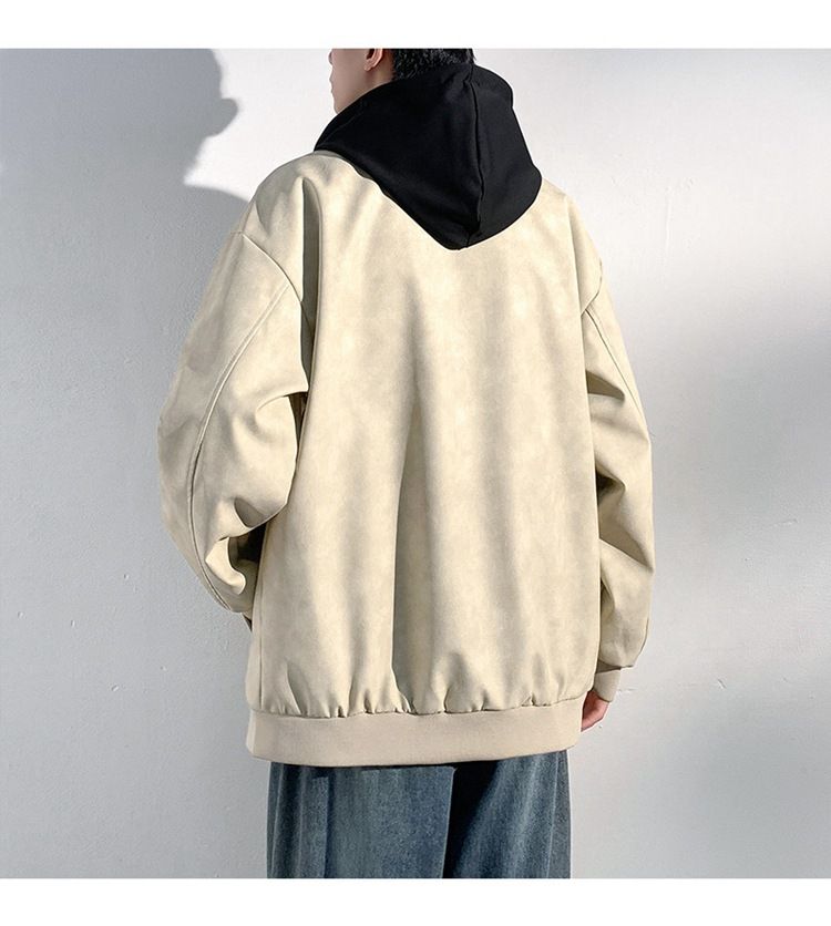 Giacca in pelle con cappuccio popolare per autunno e inverno, da uomo, nuova giacca da motociclista in stile retrò, ampia, per ciclismo, settimana della moda_voghion.com