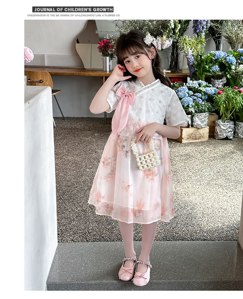 Gonna Cheongsam originale e calda per ragazze, abito estivo, nuovo stile, abito Hanfu in stile cinese, gonna floreale per bambine, celebrità di Internet_voghion.com