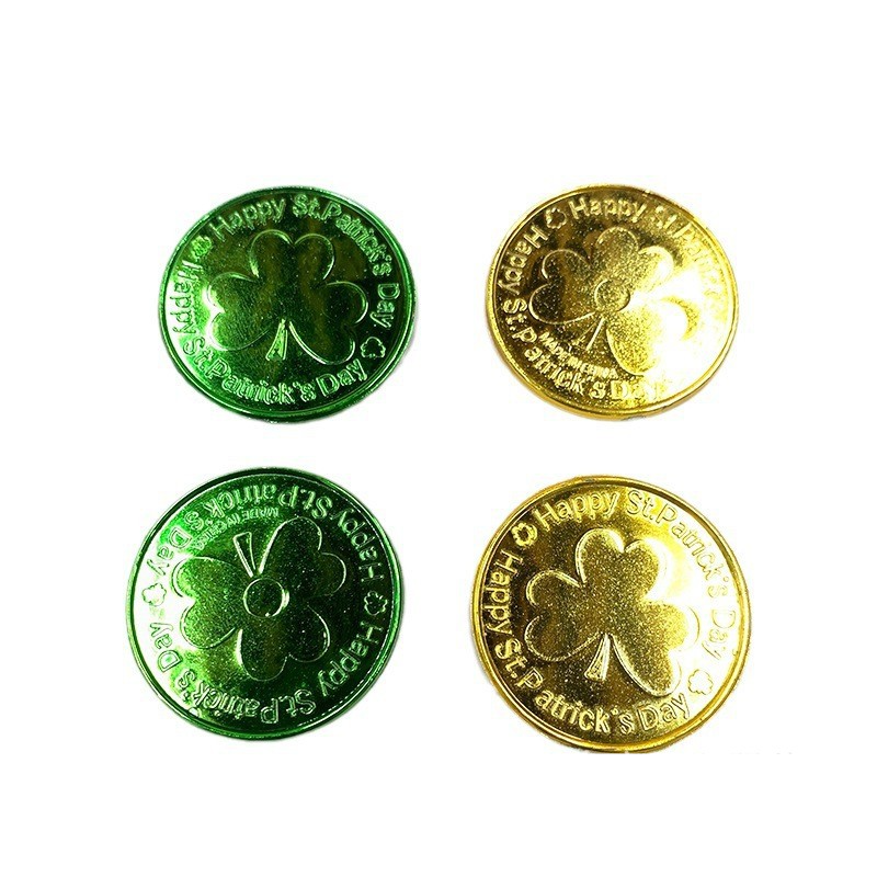 5/150pcs St. Patrick's Day Irish shamrock plastic gold coin game raffle chips toy coin props decoration_voghion.com