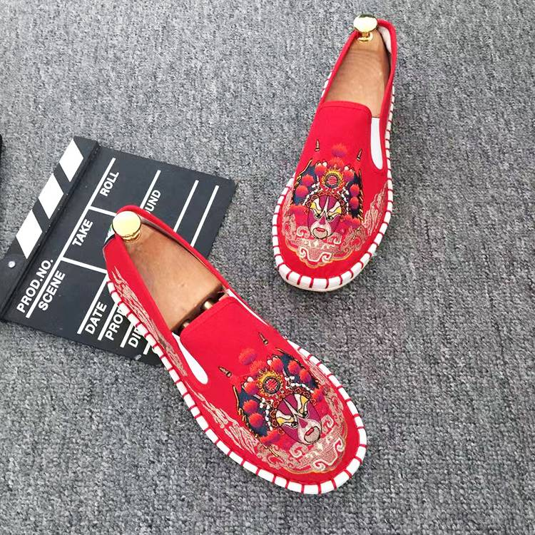 Leisure Embroidered Xishan Handmade Cloth Shoes Men And Women's Old Beijing Breathable Social Bean Shoes Canvas_voghion.com