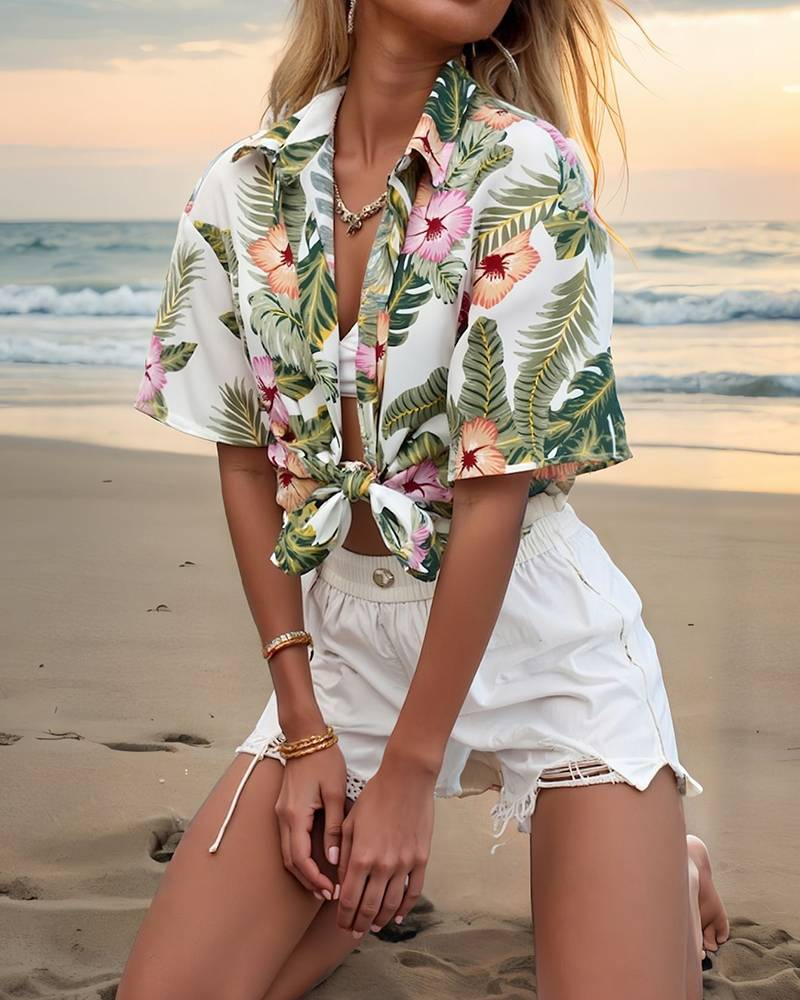 2025 Dames Beach Hawaiian Vakantie Feest Tops Kamperen Korte Mouw Dames Shirt Strandfeest_voghion.com