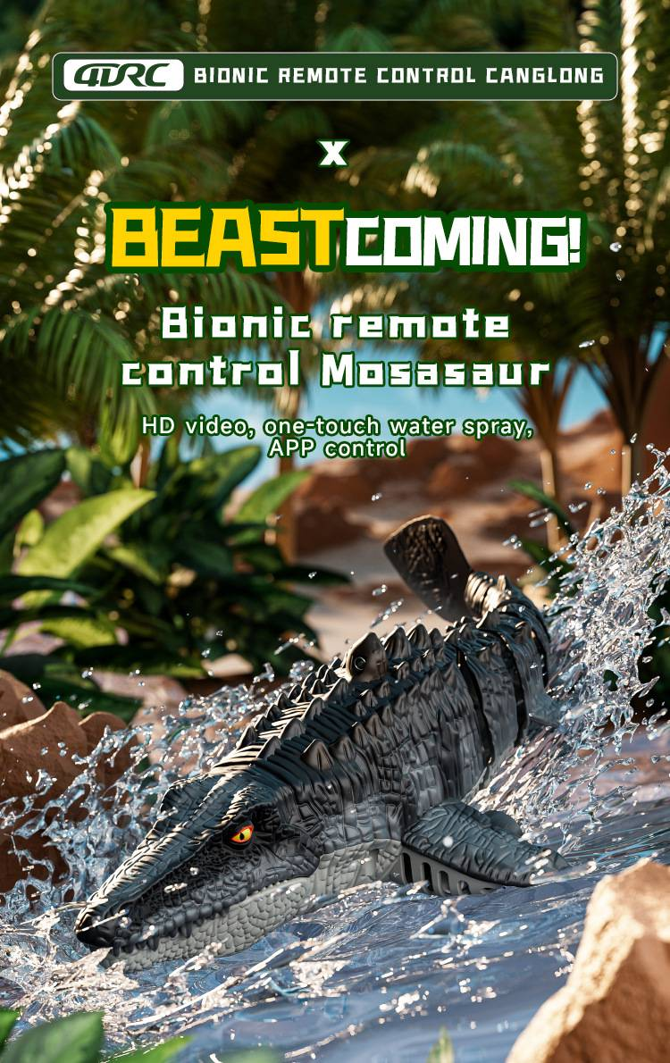 4DRC Electric Camera-Equipped Realistic Mosasaurus RC Dinosaur With Water-Spraying Function Kids' Toy_voghion.com