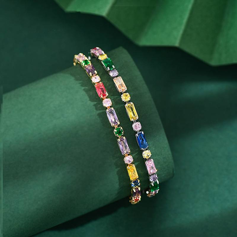 Fashionable Women's Chain Bracelet, Micro-set Colored Cubic Zirconia Claws, Boho Style, Fashionable Accessories Gift_voghion.com