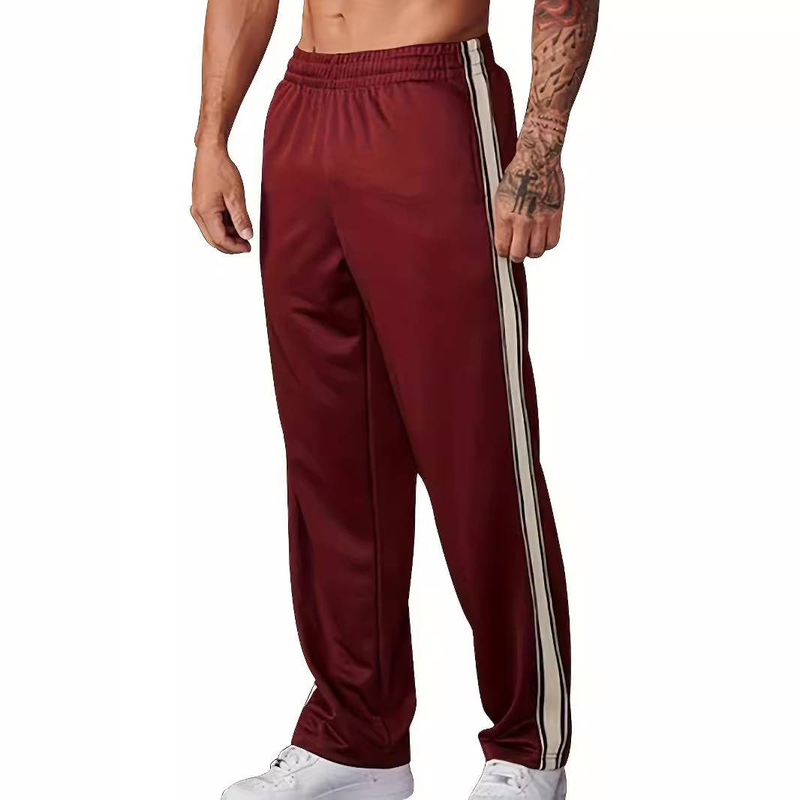 Spring Autumn 2025 Fashion Sweatpants Men's Mid Waist Elastic Band Side Stripe Splicing Straight Type Casual Sport Pants S-3XL_voghion.com