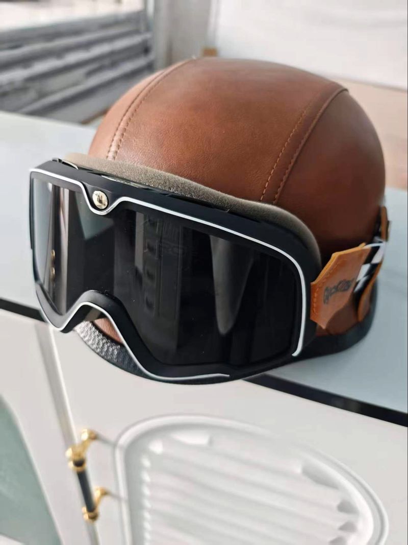 German Cruise Retro Halbhelm Herren Motorradhelm Motorrad Scoop Helm PU Leder Soldatenhelm Lederhelm_voghion.com