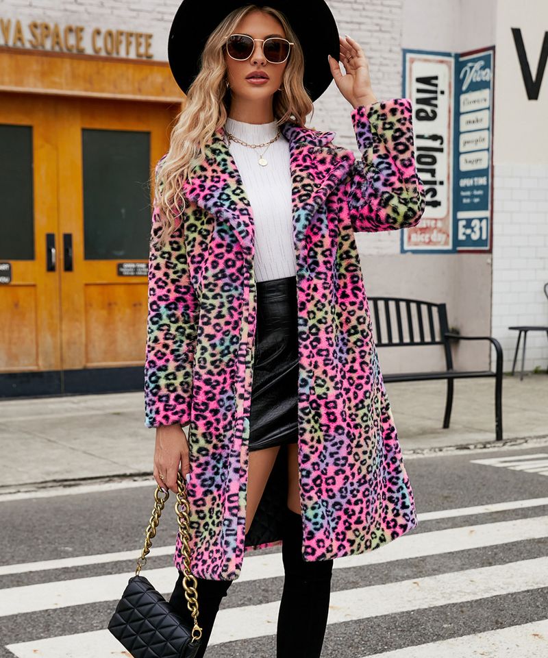 Elegant Faux Fur Coat Women's Long Winter Jacket Fashionable Leopard Print Outerwear For Office & Casual Wear_voghion.com