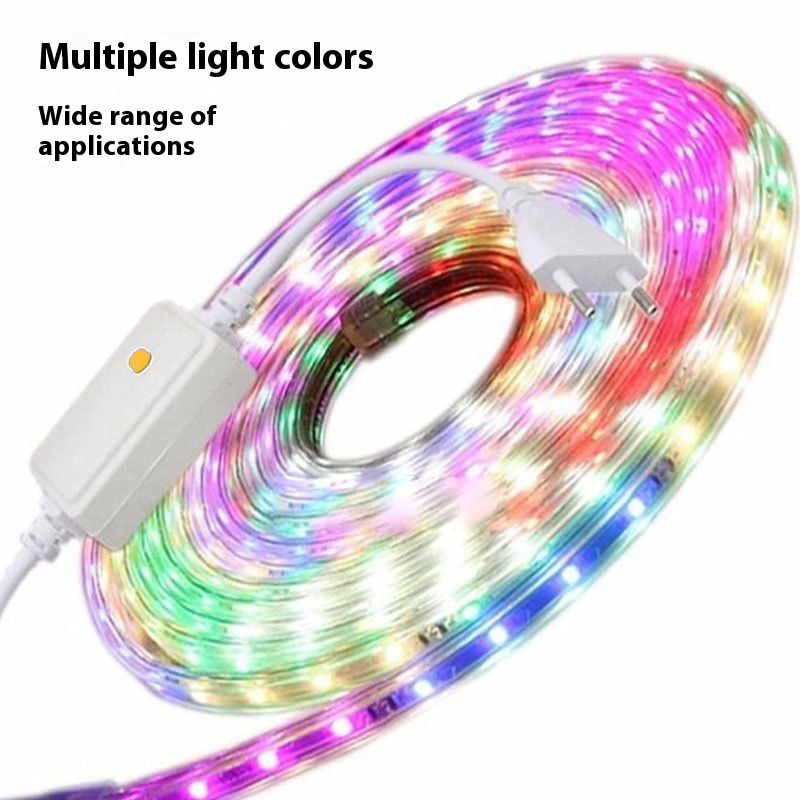 Tira de luces LED RGB de alto voltaje de 220 V, iluminación impermeable para fiestas al aire libre con efectos dinámicos de cambio de color, chip LED 2835, 20 lm por LED, 48 LED/m_voghion.com