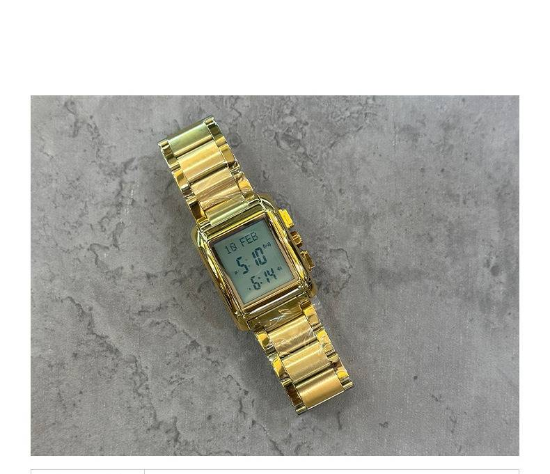 Men's Digital Watch With Multi-Function Features, Stainless Steel Band, Square/Round Dial, 30M Water Resistant Steel Belt Square Electronic Watch_voghion.com