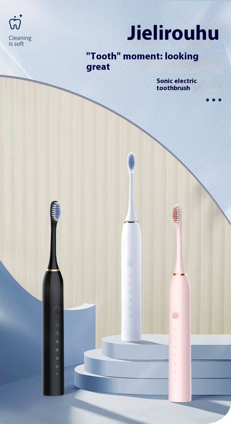 Elektrische Ultraschallzahnbürste – 5 Modi, 50-Tage-Akku, weiche Borsten, leise (36 dB), UV-beschichtet, inklusive 3/8 Bürstenköpfen_voghion.com